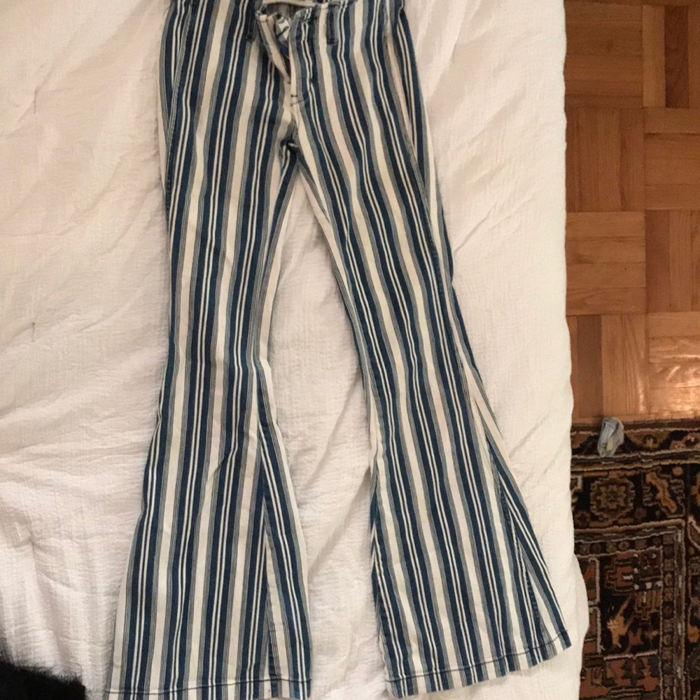 FREE PEOPLE striped bell bottom